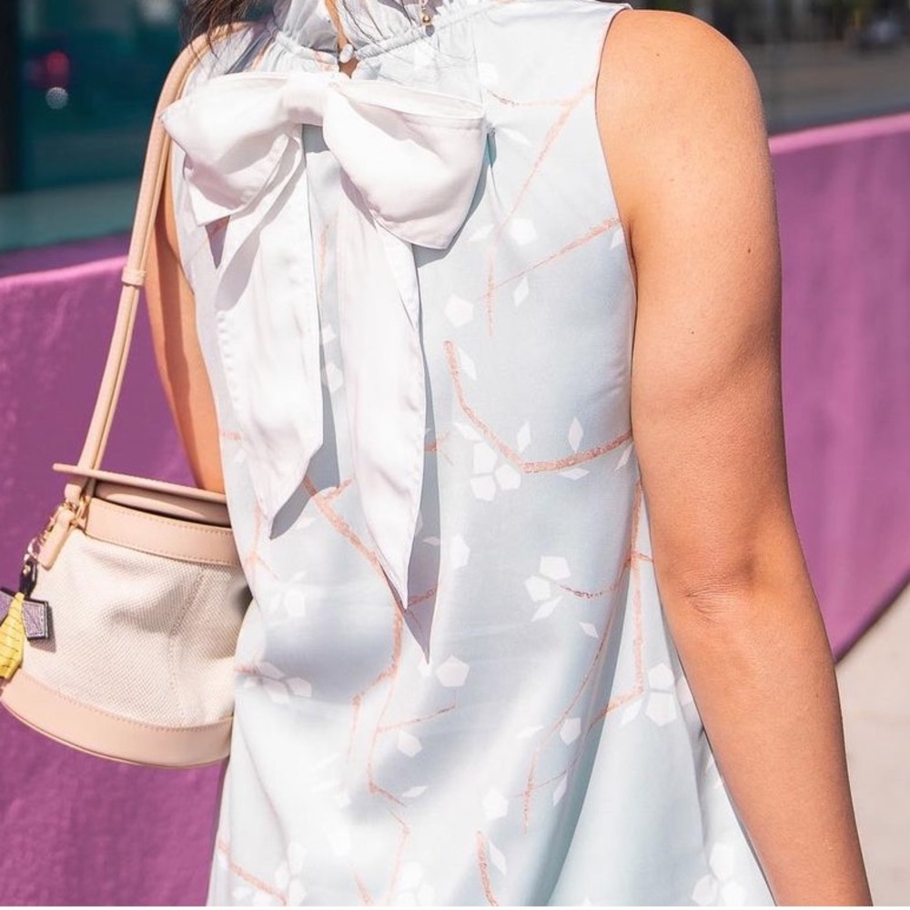 Abbey Glass Sleeveless Dress with Bow